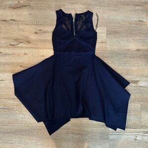 Marciano navy handkerchief fit and flare dress S $295